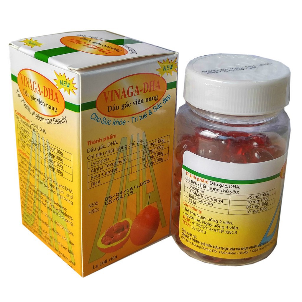 Dầu gấc Vinaga DHA - Sáng mắt, đẹp da, chống oxy hóa. Giúp trẻ ăn ngon, chóng lớn