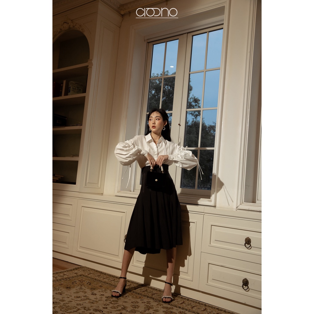 CIGNO-Áo sơ mi tay phồng dài cổ điển viền LAVIEN shirt