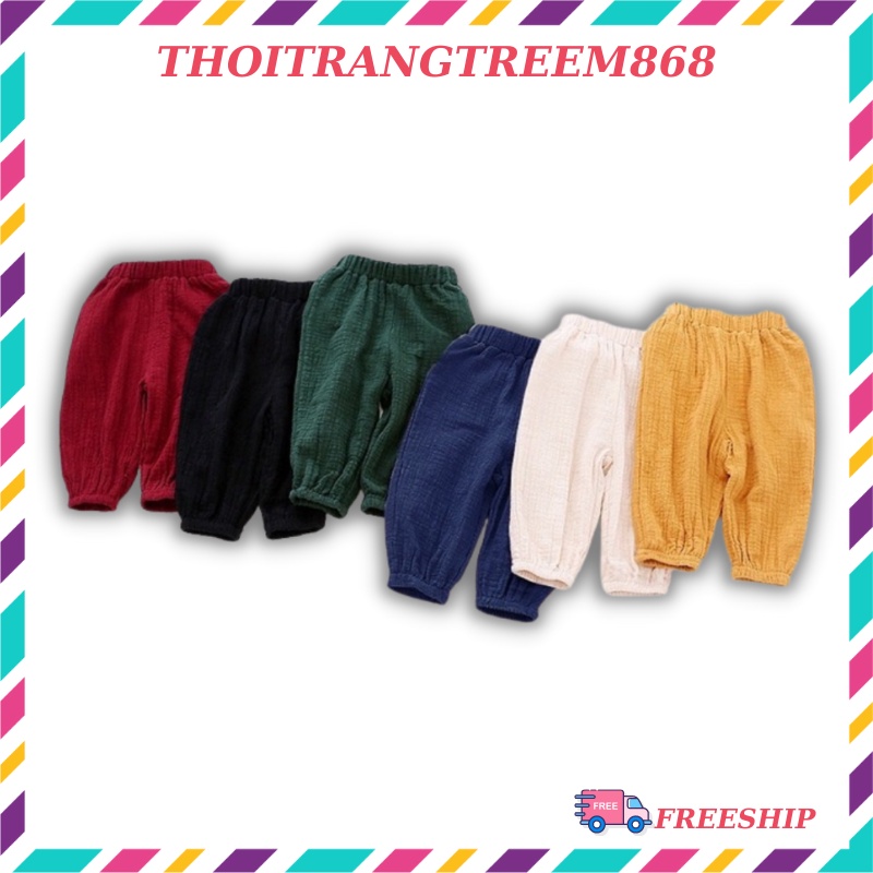 Quần thu đông cho bé💥SIÊU BỀN💥Quần dài cho trẻ em alibaba siêu xinh chất đũi xốp cho bé 8-18kg