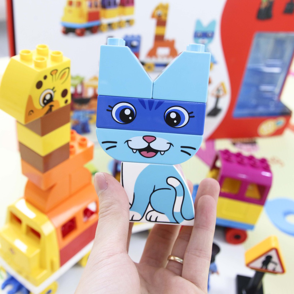 Bộ đồ chơi lắp ráp Smoneo Duplo tàu hỏa, động vật Toyshouse - 60 mảnh ghép 77007