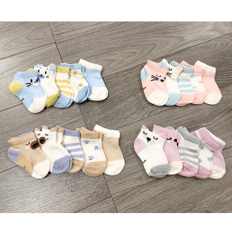 SET 5 VỚ CHÂN CHO BÉ SƠ SINH 4 - 12KG