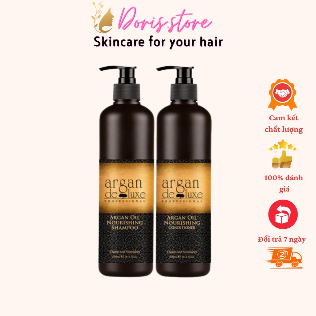  ARGAN DELUXE-Dầu Gội Dầu Xả Dưỡng Ẩm Phục Hồi Tóc Siêu Mềm Mượt ARGAN DELUXE 500ml