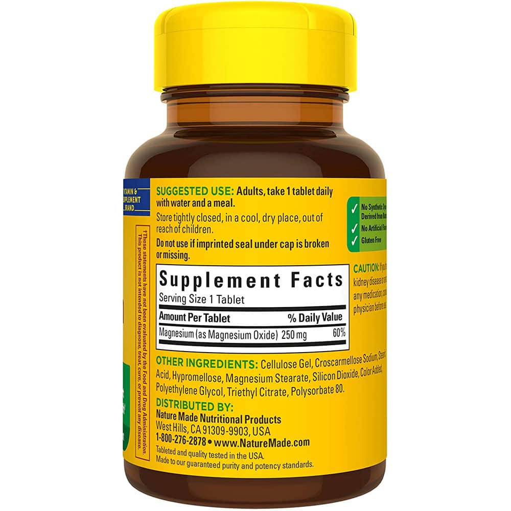 Viên uống bổ sung Magiê Nature Made Magnesium 250mg 100 Tablets