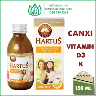 Hartus canxi, D3, KHartus Strong Bones and Teeth cho trẻ từ 4 tháng tuổi - 150ml