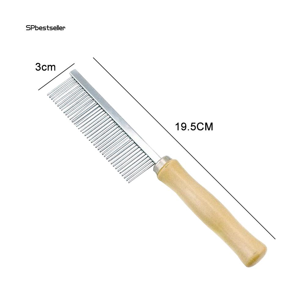 Lược chải lông cho thú cưng bằng thép không gỉ cán gỗ làm sạch răng
