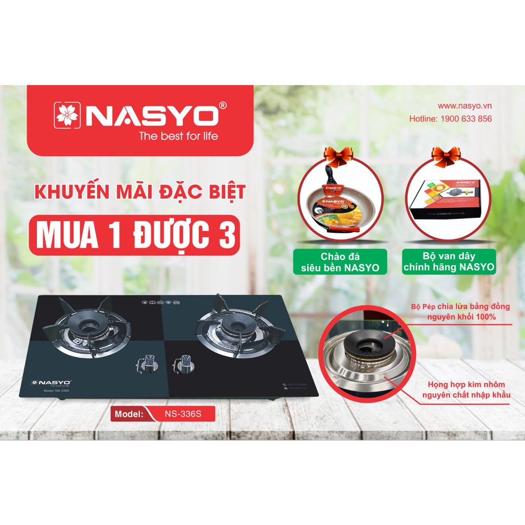 Bếp gas âm  Bếp gas âm cơ NASYO NS- 336S siêu bền,mua 1 tặng 3