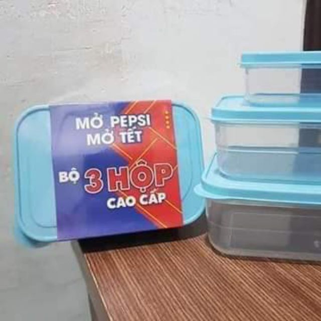 Bộ 3 hộp nhựa hkm của pepsi