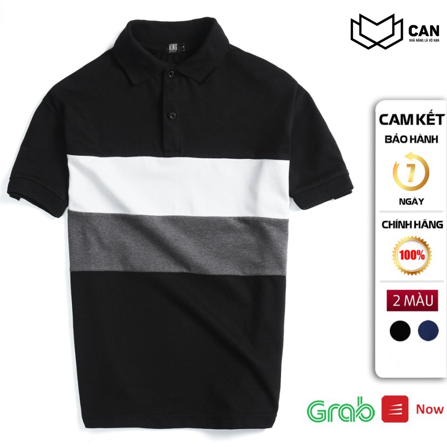 Áo polo Nam Tay Ngắn, áo thun nam có cổ vải Cotton dày mịn Rẻ Đẹp Đen Phối Trắng Xám PL721 qttd