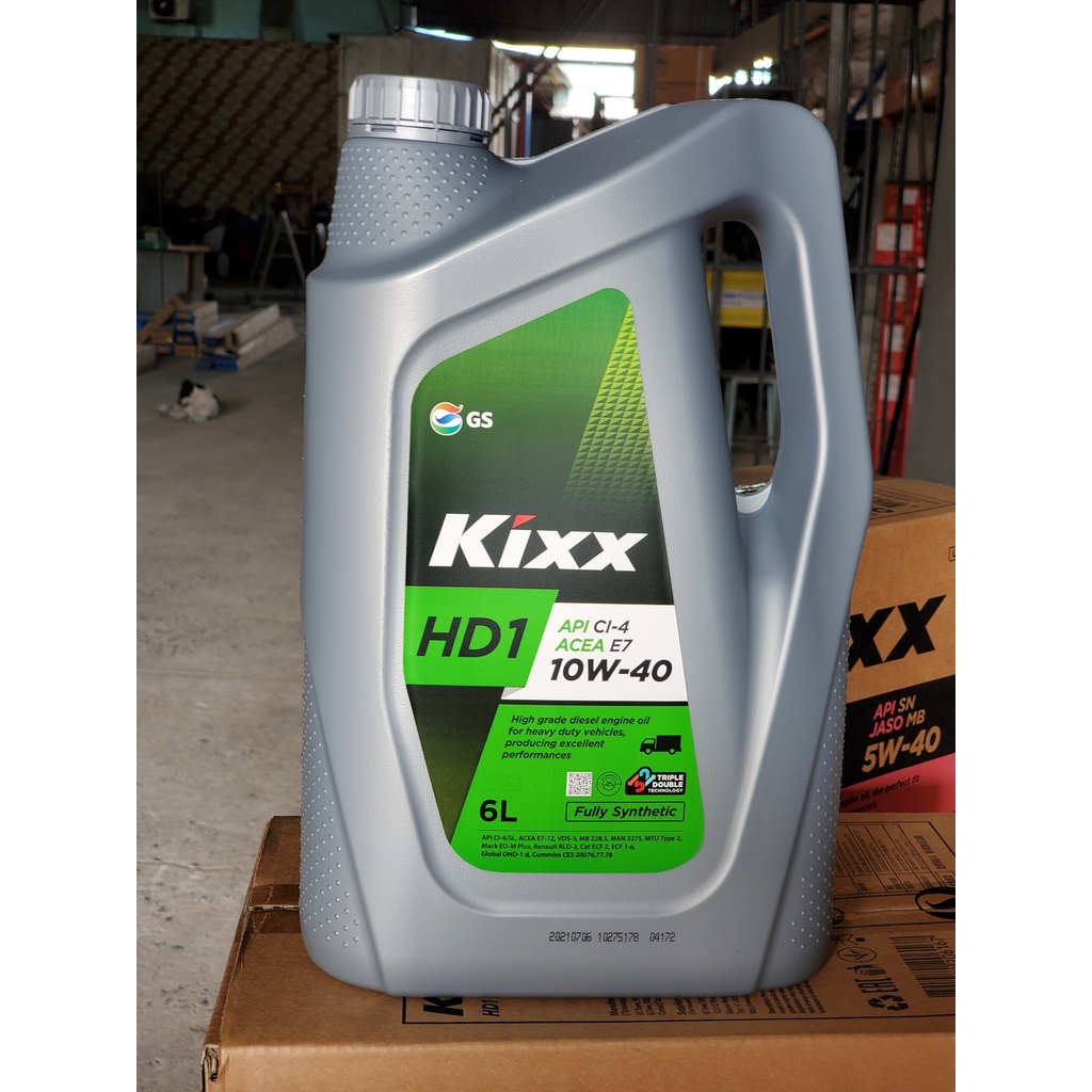 Nhớt Kixx HD1 10w40 can 6L Full tổng hợp dùng cho động cơ dầu