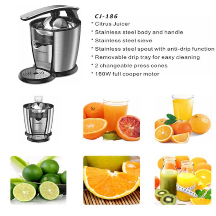 Sản Phẩm Máy vắt cam cao cấp Canmax CJ-186, chất liệu inox 304 đảm bảo sức khỏe (Bảo hành 6 tháng) .