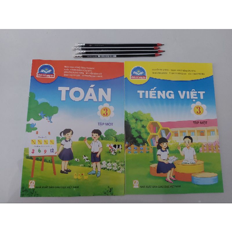 Combo SGK Toán + Tiếng Việt tập 1, tập 2 chân trời sáng tạo lớp 3 kèm 4 cây bút chì