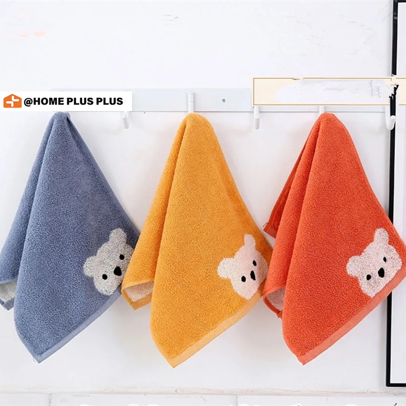 Set 3 Khăn Lau Mặt Vải Cotton Mềm Thấm Hút Tốt In Họa Tiết Hoạt Hình Dễ Thương Cho Bé