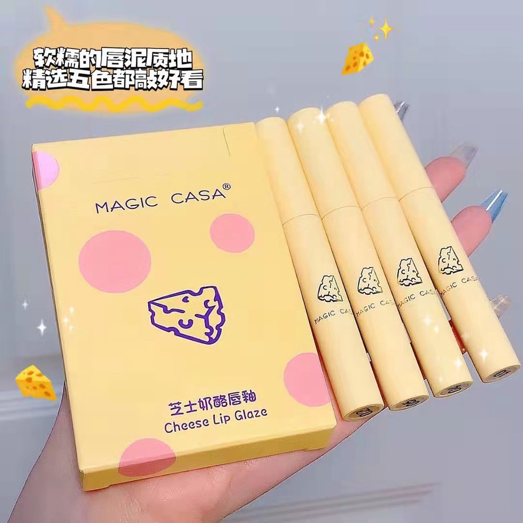 Son Môi Magic CASA Kết Cấu Nhung Lì Thiết Kế Hình Phô Mai Độc Đáo