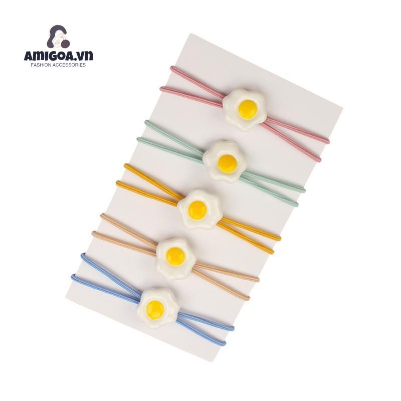 Dây Cột Tóc Cao Su Hình Quả Trứng Ghép Hình Dễ Thương