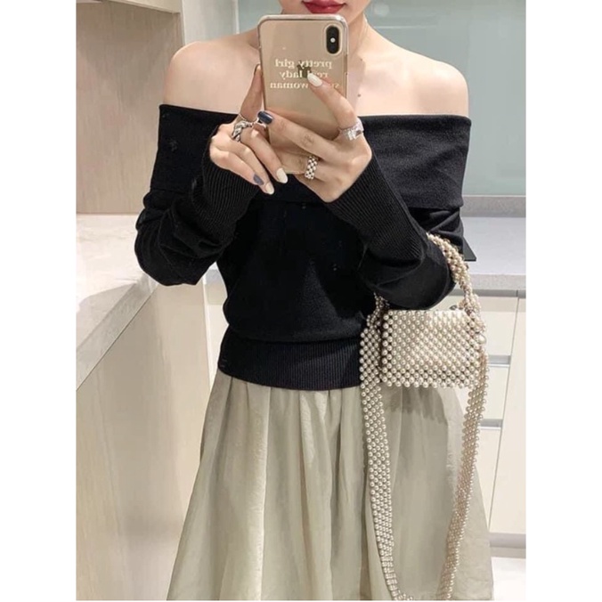 Áo thun gân trễ vai xinh xắn tôn dáng | áo len tăm trễ vai co dãn 🔥By steven.factory