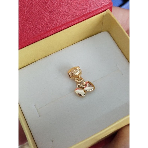 charm hình trái tim màu vàng cao cấp làm vòng handmade