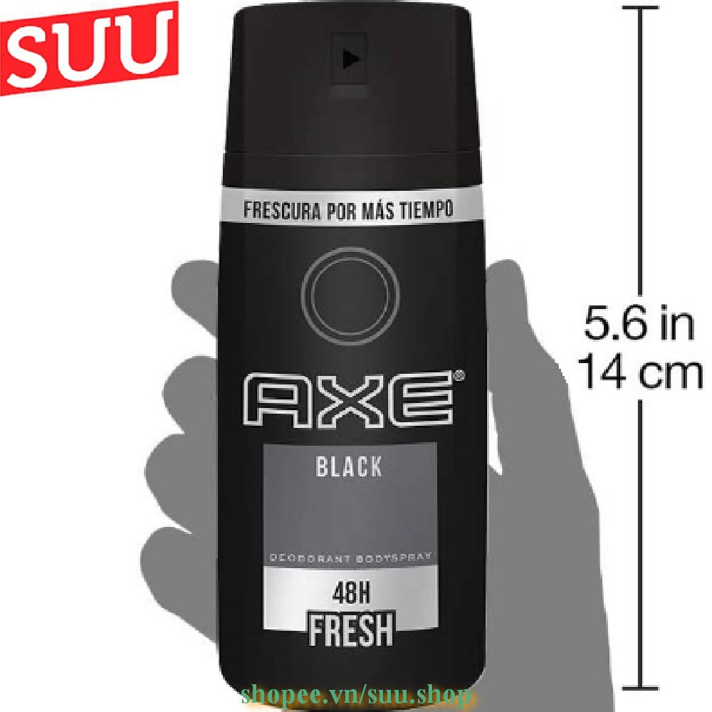 Xịt Khử Mùi 150Ml Axe Non Stop Black, suu.shop Cam Kết 100% Chính Hãng.