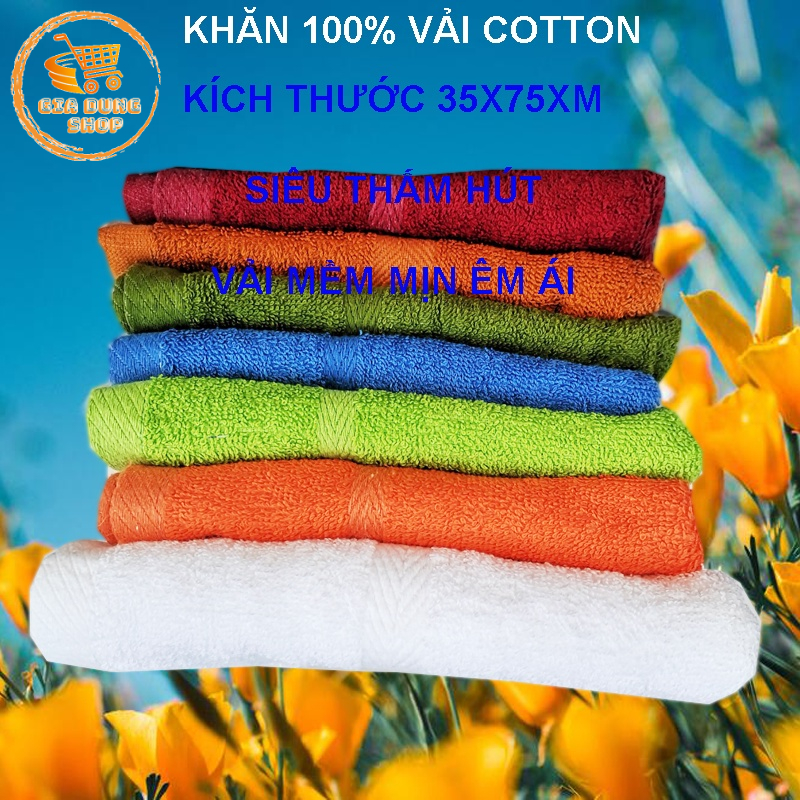 Khăn Gội Đầu, Khăn Tắm Vải Cotton 100% Kích Thước 35X75CM Hàng Đẹp Siêu Thấm Hút Nước