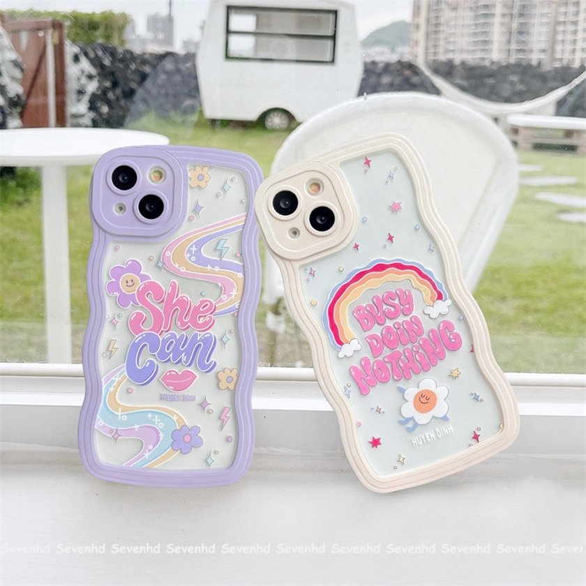 Ốp Điện Thoại Mềm Họa Tiết Hoa Cầu Vồng Đơn Giản Cho iPhone 14 13 12 11 Pro Max X XR Xs Max 8 7 6 6s Plus SE 2020