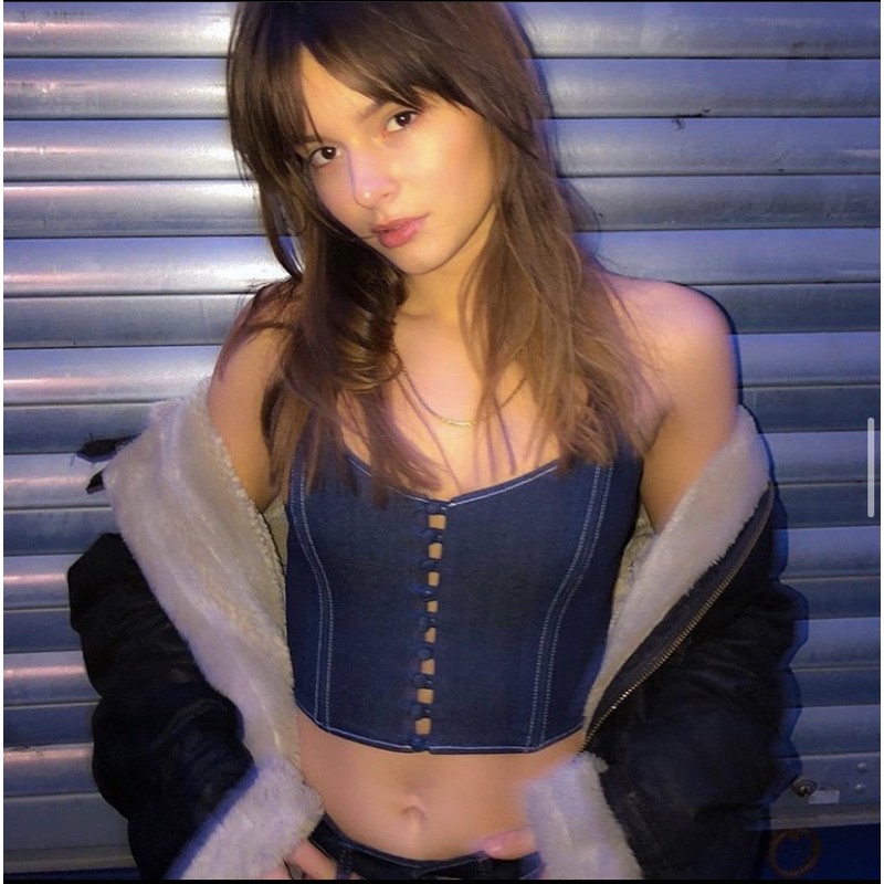 Áo Kiểu Chất Liệu Kaki Thun Cúp Ngực, [ADORABLE], Tube Jeans Phong Cách Âu Mỹ Hot Trend 2021 Ảnh Thật