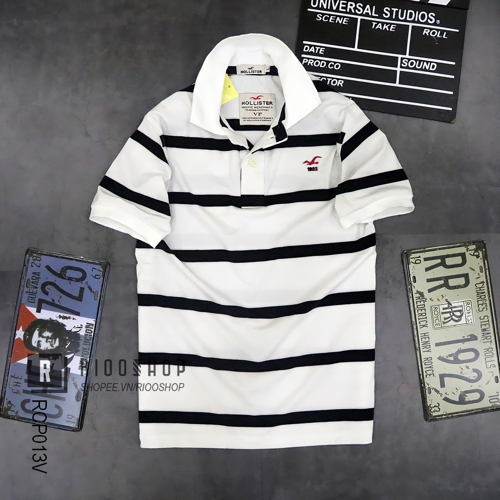 Áo thun nam có cổ sọc ngang cotton đẹp Hollis kẻ nhỏ RCP013V - áo phông nam form rộng Riooshop | BigBuy360 - bigbuy360.vn
