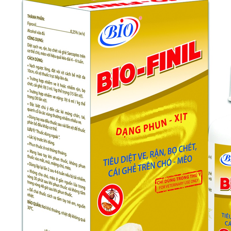 Thuốc xịt BIO-FINIL tiêu diệt ve, bọ chét, rận, ghẻ trên da chó mèo siêu hiệu quả-79203