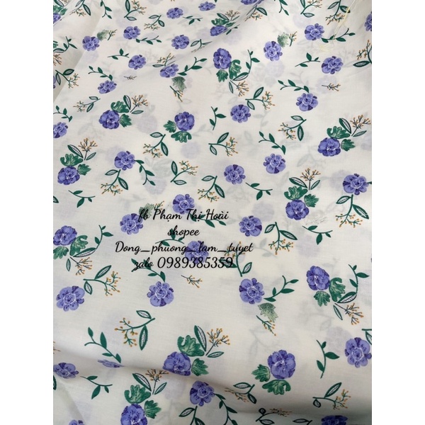 vải thô cotton hoa thạch thảo mềm mịn mát may váy đi chơi,bộ mặc nhà