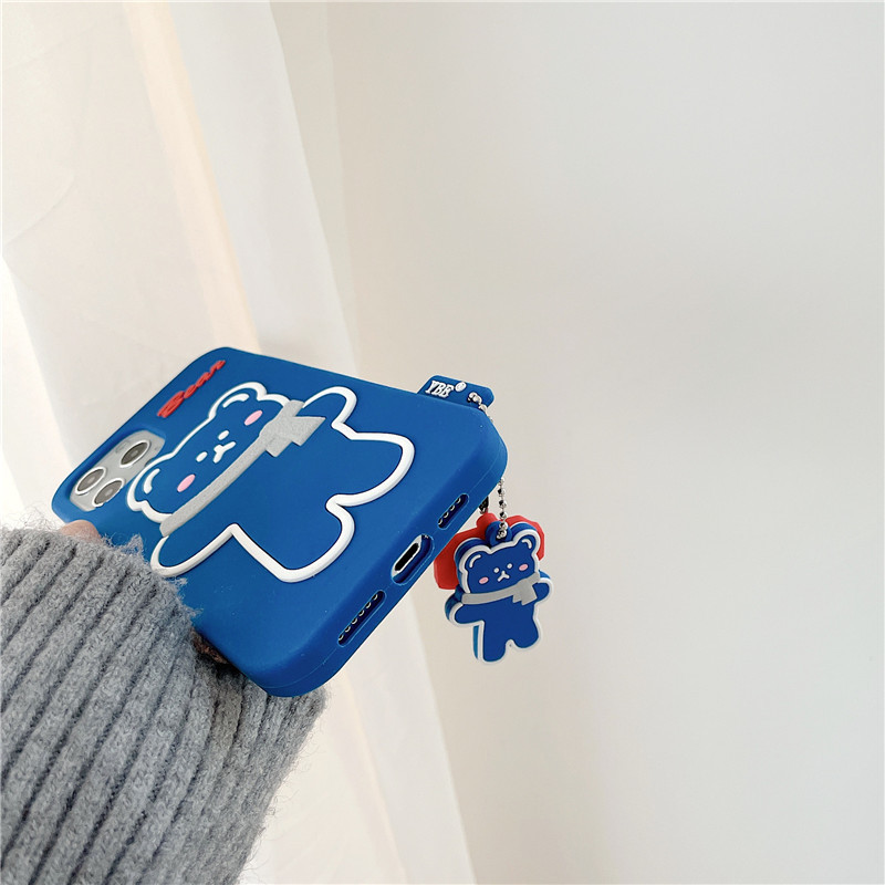 DINUO-Applicable iPhone12 Shy Bear 11ProMax Mobile Shell XR Apple SE Silicone Xs Pendant 7/8Plus