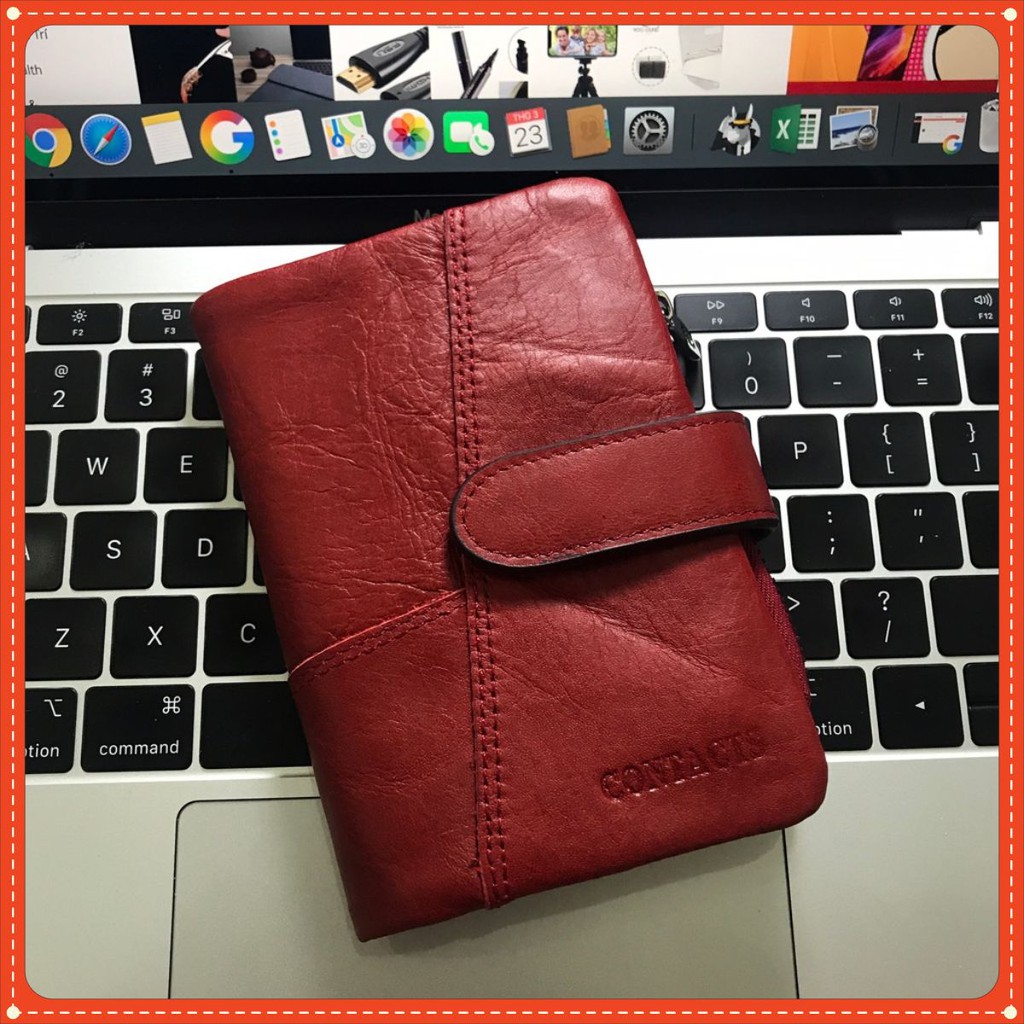 2020 Contacts Men and Women Wallet Genuine Leather N1103-4 I Bảo Hành 2 Năm I Bóp Ví Đứng Bỏ Túi Da Ngựa Điên I Nam Nữ