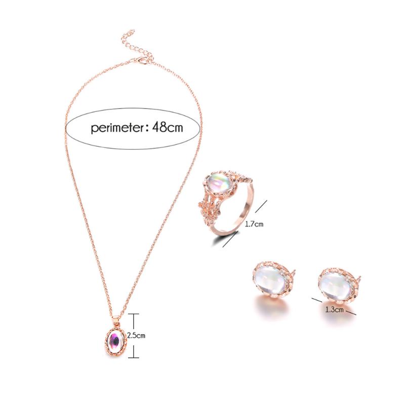 1 set Vòng cổ + nhẫn + đôi khuyên tai đính đá thời trang cho nữ