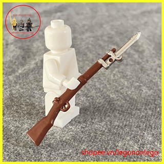 Phụ kiện minifigure thanh súng kèm lưỡi dao mạ bạc cho lego minifigure