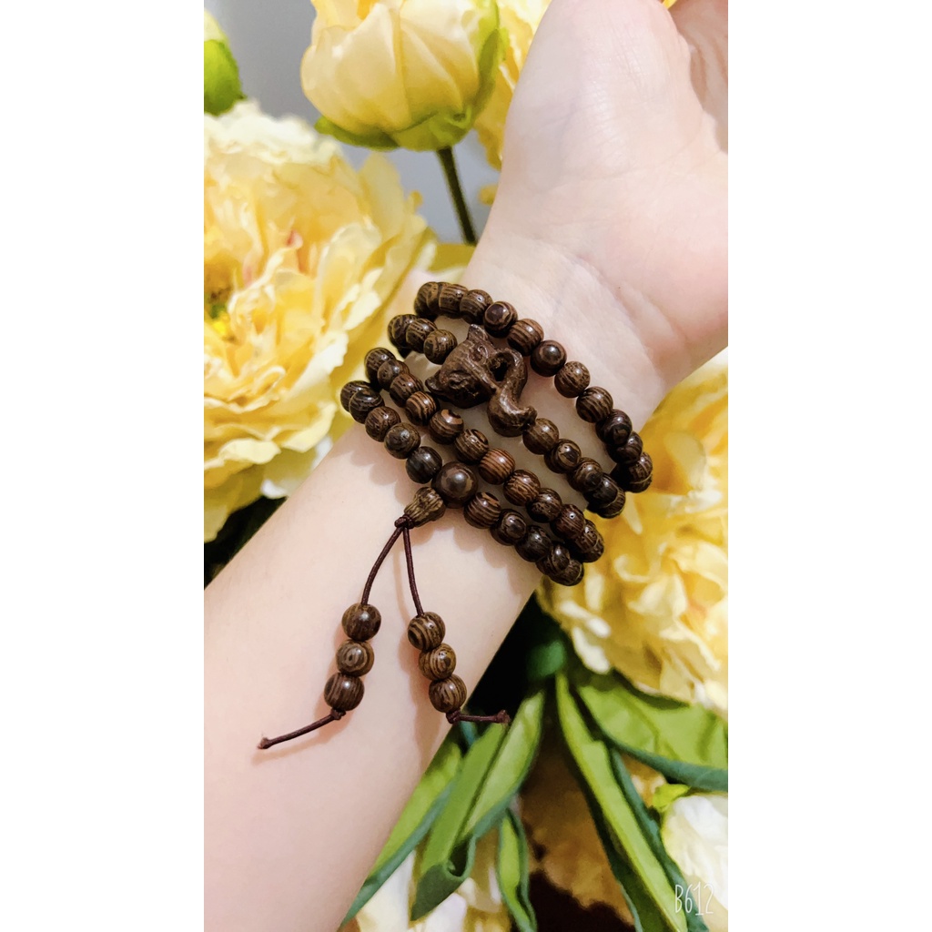 Vòng Tay Trầm Hương Chuỗi Tràng 108 Hạt  6li Trầm Tốc Việt mix charm