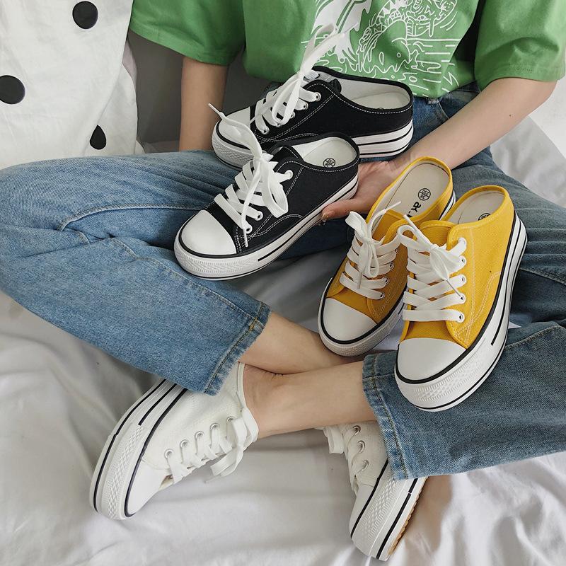 Giày Lười canvas Đế Độn Thời Trang Cho Nữ
