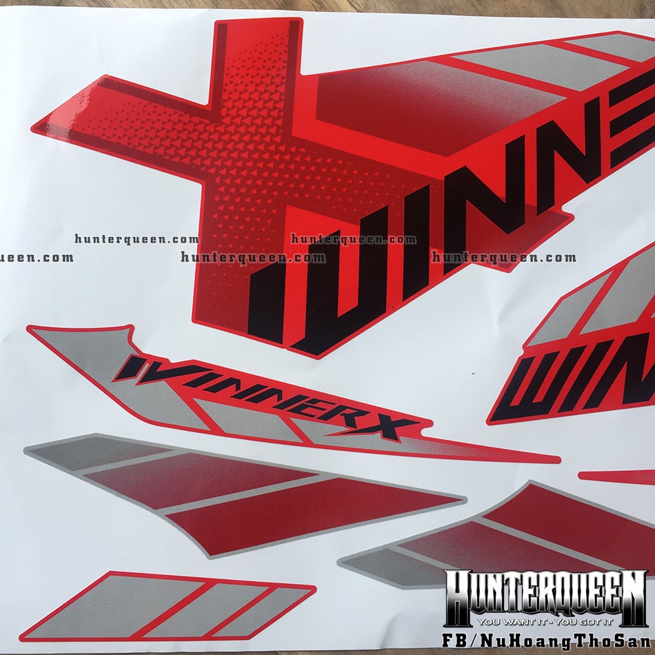 Tem rời dán xe Winner X 150i 2019 đỏ. Decal cao cấp chống nước, không bay màu