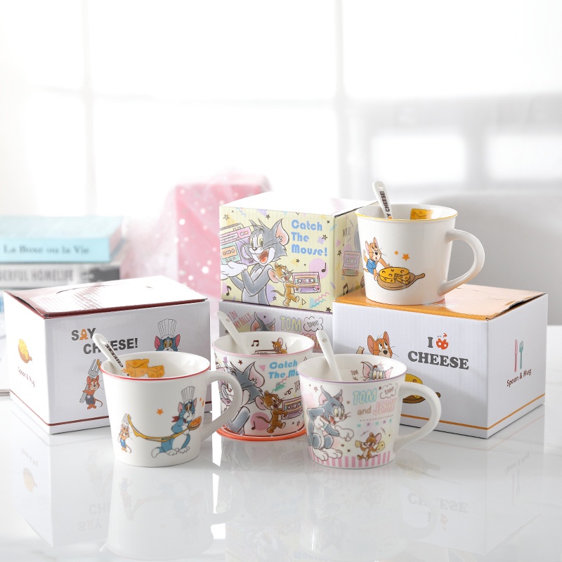 Cốc sứ,ly sứ 250ml - 300ml hoạt hình TOM & JERRY kute pho mai que