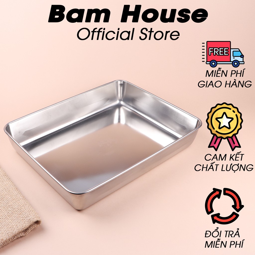 Khay đựng thức ăn và làm bánh inox 304 Bam House sáng bóng cao cấp KB01 – Gia dụng bếp