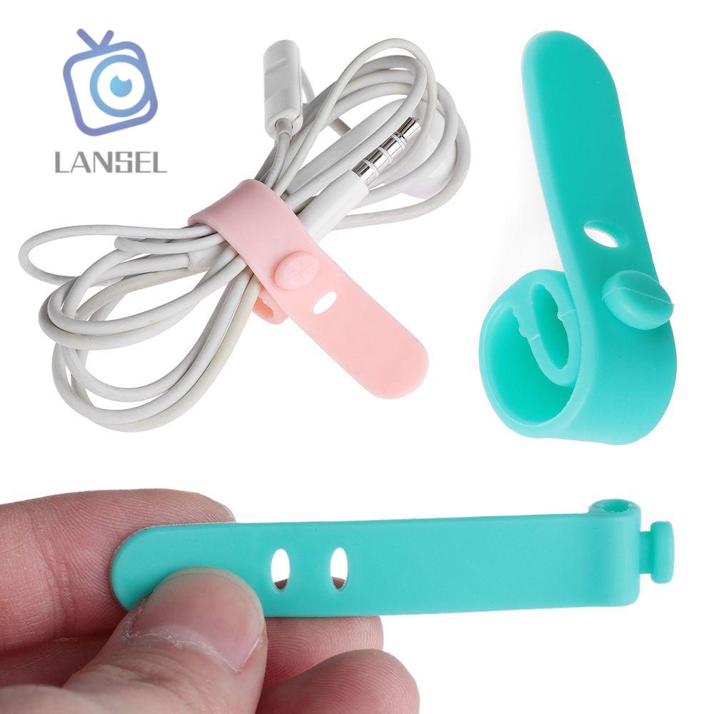 Set 4/8 Dụng Cụ Quấn Dây Cáp Tai Nghe Bằng Silicon Mềm Nhiều Màu Sắc