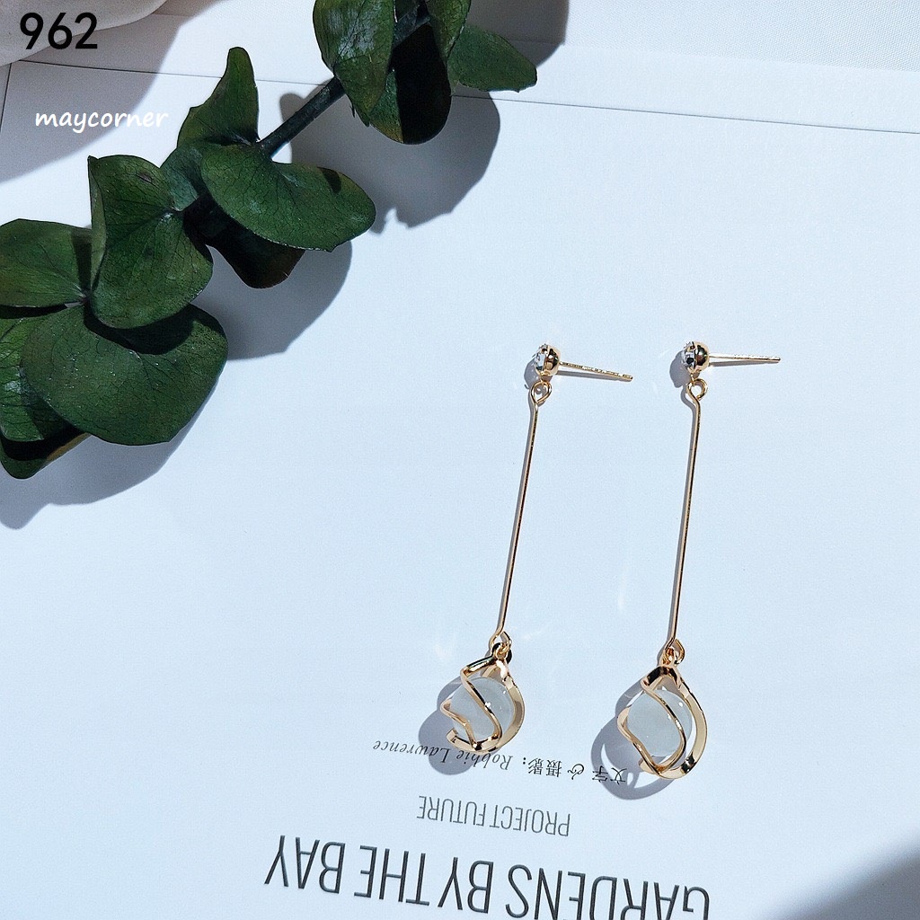 Khuyên tai bông tai giọt nước mạ bạc 925 cao cấp 961-962