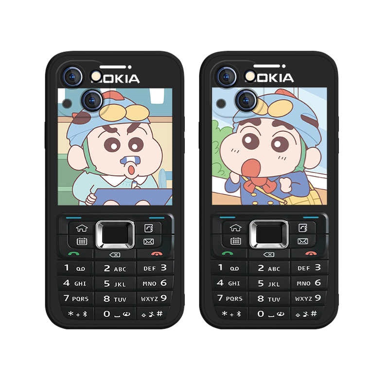 Casing For IPhone 14 Plus 13 Pro Max 12 11 ProMax Mini X Xs Xr 6 6s 7 8 Plus 6+ 6s+ 7+ 8+ Xsmax 14Promax 13Promax 12Promax 11Promax ins Nokia Big brother Cute Cartoon Crayon Shin-chan Tpu Fine Hole Shockproof Soft Phone Case Cover MDD 01