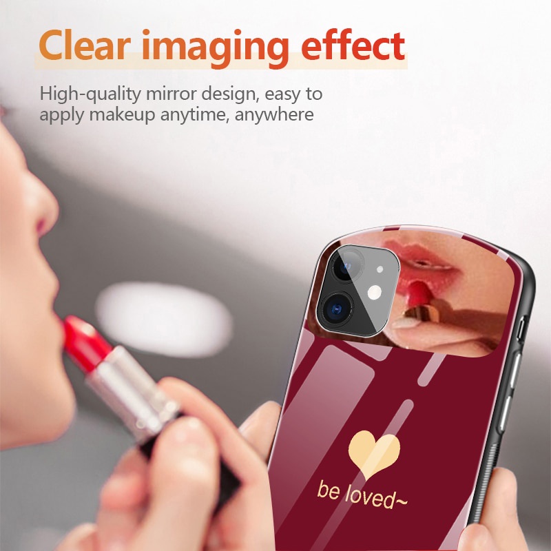 Ốp Điện Thoại Silicon Kính Cường Lực Hình Trái Tim Sang Trọng Cho iPhone 12 11 Pro Max 12 11 Pro 12 Mini XSMax XR X 7 8 Plus SE2020