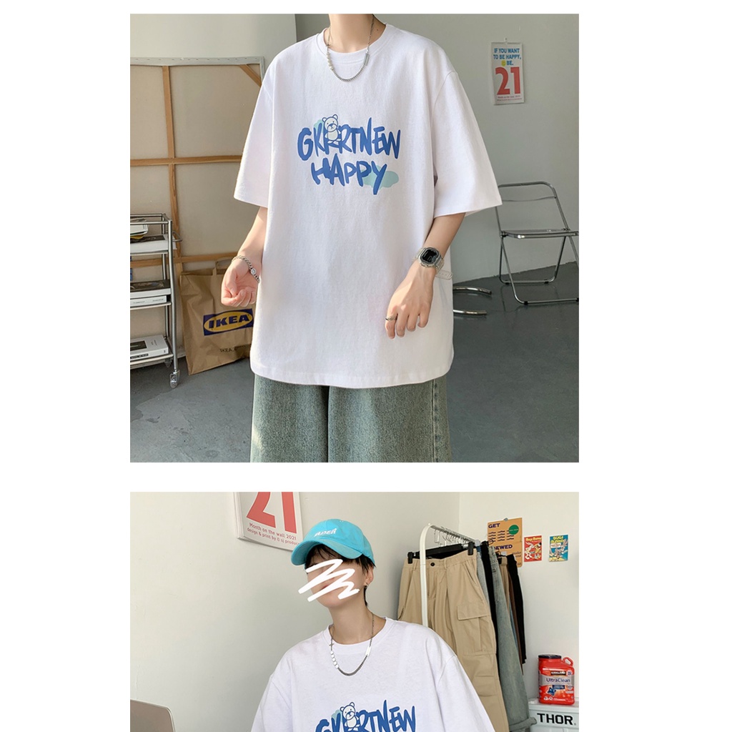 Áo thun nam tay ngắn dáng rộng in chữ phong cách hip hop thời trang mùa hè size S-8Xl