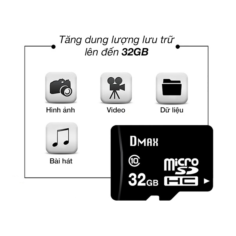 Thẻ nhớ micro SDHC Dmax 32GB class 10 - Bảo hành 5 năm