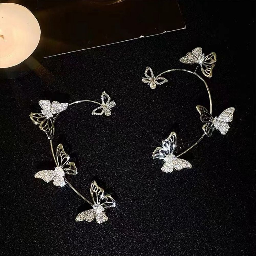 Khuyên kẹp vành tai hình bướm đính đá zircon phong cách Hàn Quốc sang trọng thời trang cho nữ