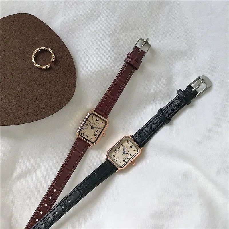 Đồng Hồ Winner Mặt Vuông Nhỏ Chống Thấm Nước Phong Cách Retro Chất Lượng Cao Cho Nữ Mười Hai Năm Tuổi