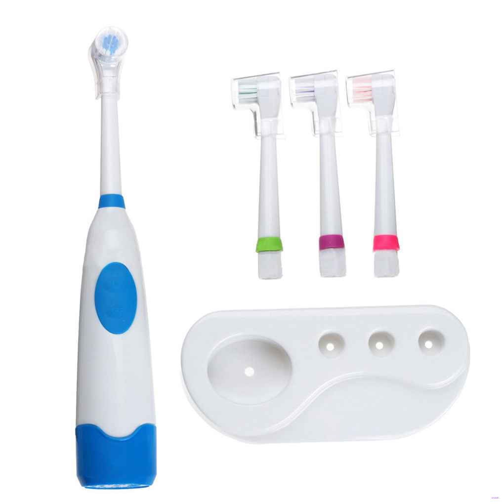(Hàng Mới Về) Bàn Chải Đánh Răng Xoay Chạy Pin 4 Đầu Cho Bé