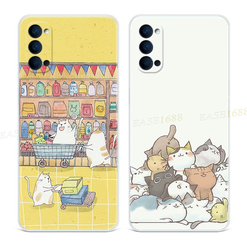 Hoạt Hình Ốp Điện Thoại Hình Mèo Dễ Thương Cho Oppo Reno4 5pro + 3 Ace2Se