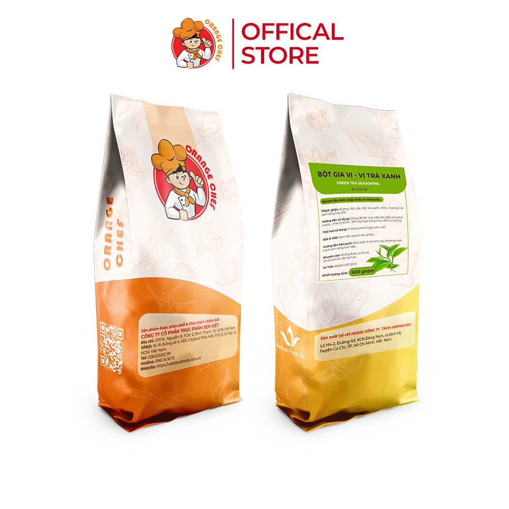 Bột Gia Vị Trà Xanh Green Tea Seasoning - Orange Chef 500g Túi