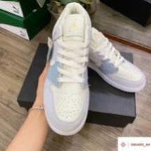 Giày thể thaoNam Nữ Đẹp Nike Jordan 1 Low Paris JD1 Cổ Thấp Đế Khâu Gót Xanh Da Cao Cấp G05