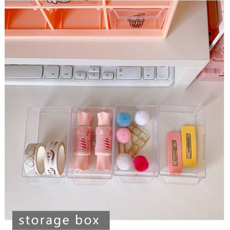 (Tặng sticker) Hộp đựng trang sức nhựa 9 ngăn mini màu trắng