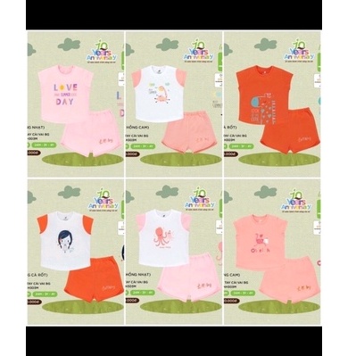 Bộ Cộc tay cotton cho bé gái NH303M